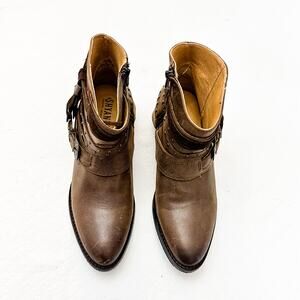 Shyanne Sevilla Buckle Fringe Western Country Leather Boot Ankle Bootie Size 10